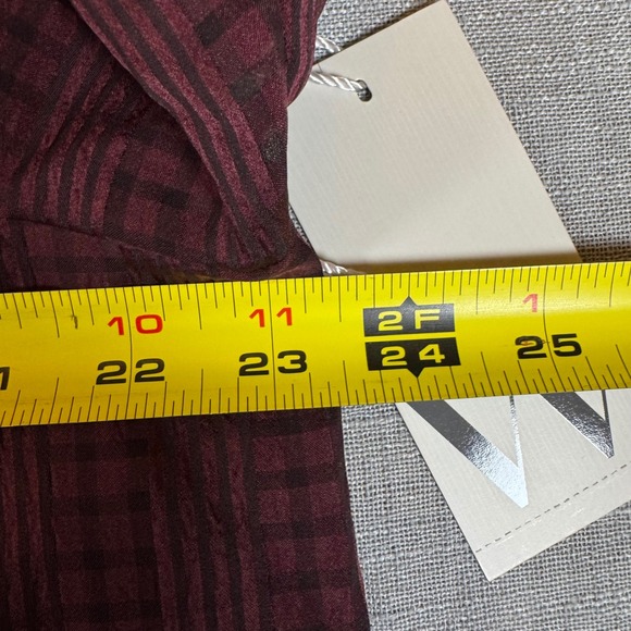 Worthington Women's Plus Burgundy Plaid V-Neck Balloon Sleeve Blouse XXL - Picture 7 of 8